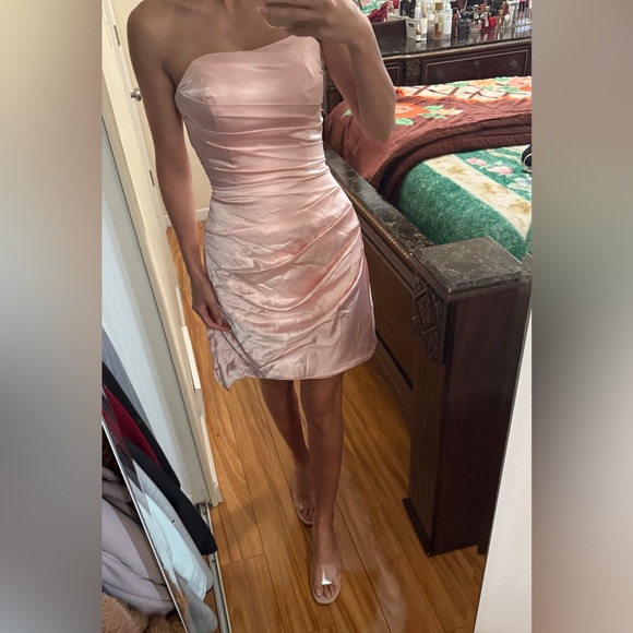 Amazon Dresses & Skirts - ZHengquan Strapless Built in Corset Baby Pink Mini Dress Size 0
